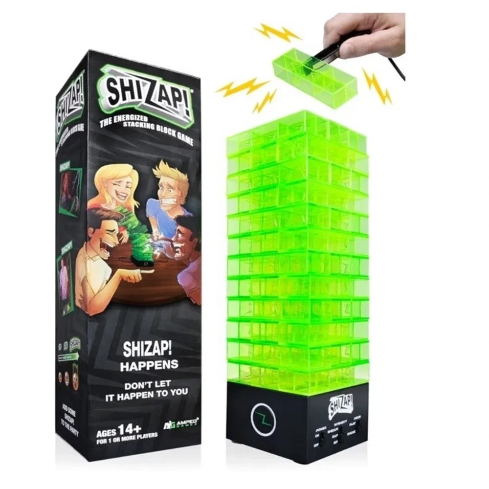Shizap! - Electric Shock Stacking Block Game, Plastic Tumble Tower Blocks,(3/b37